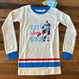Little Blue House by Hatley Wild About Hockey Night Pajama top size 8 NWT